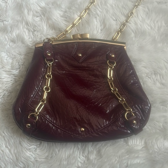 Cole Haan Handbags - Cole Haan Vintage Ruby Patent Leather crossbody Gold Chain
